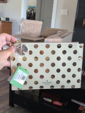 kate spade cream and gold polka dot Pencil Case charm